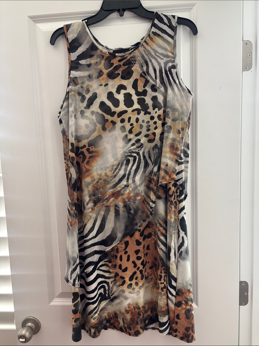 Attitudes by Renee Animal Print Midi Dress in Brown, Black, White